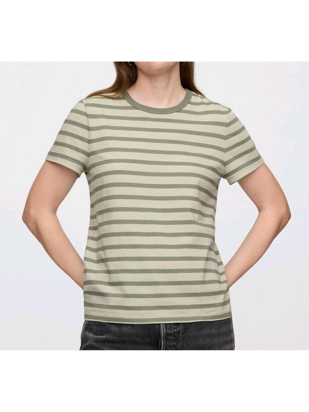 Gap Green Crew Neck Favourite Cotton Short Sleeve Striped T-Shirt Size S NEW - Picture 8 of 8